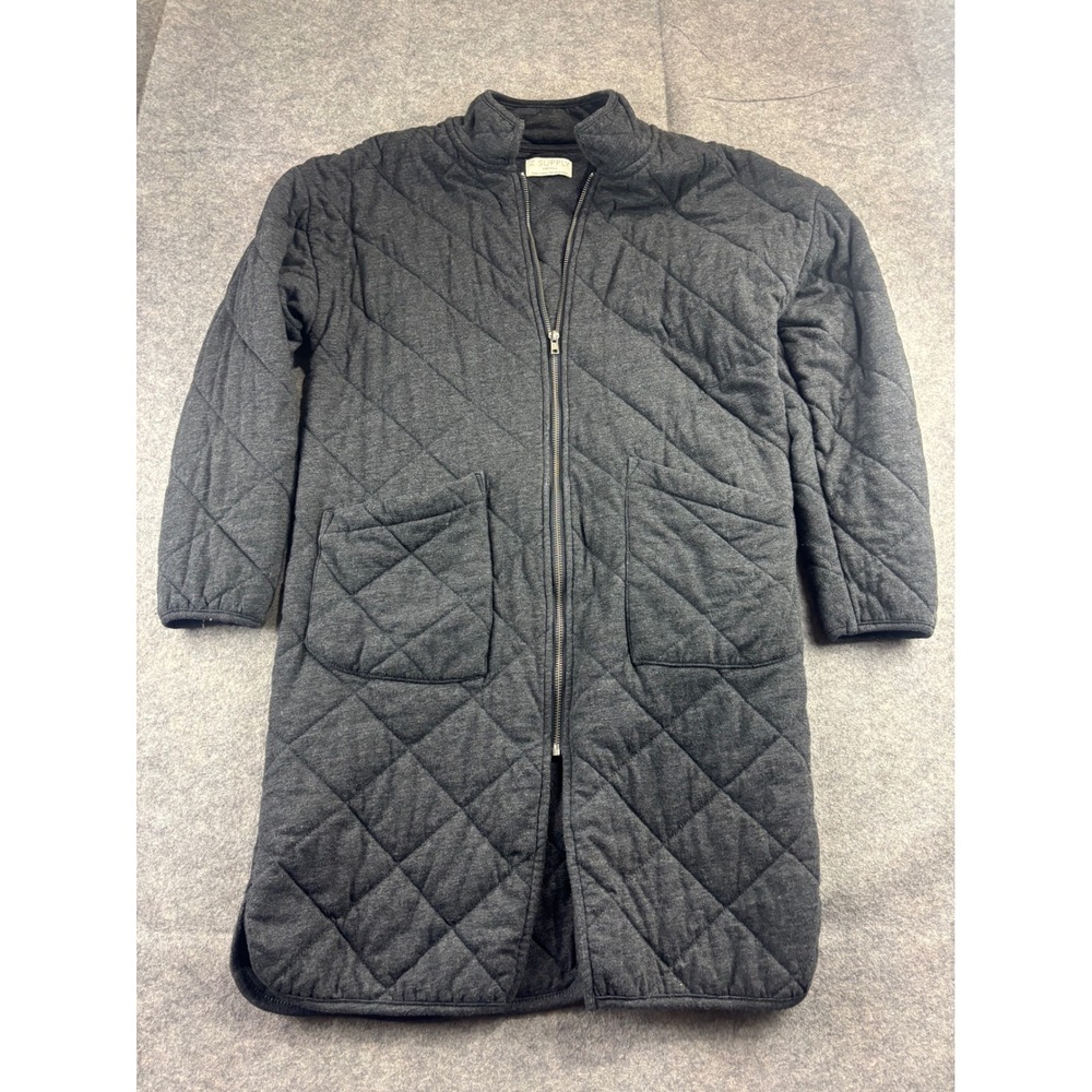 Z Supply Charcoal Grey Quilted Longline Zip Up Jacket‎ Mock Neck XS ZJ214516